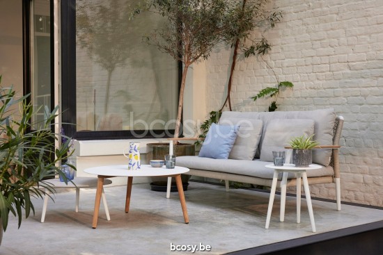 Diphano Ray salons de jardin détente 2 places Aluminium blanc corde Minéral 5mm.