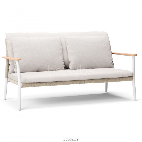 Diphano Ray 2-seater Optional cushion set Aluminium White Frame Rope Mineral 5mm.