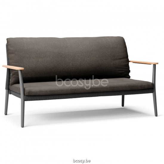 Diphano Ray 2-sitziger Gartensofa Optionaler Kissensatz Aluminium Lava Gestell Seil Graphit 5mm.