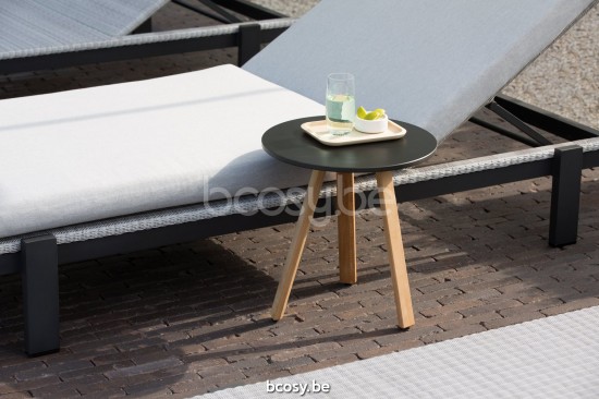 Diphano Easy-Fit garden outdoor coffee side tables B 42xR (44h) Natural Teak.