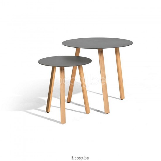 Diphano Easy-Fit bijzettafel elite B 42xR (44h) Naturel Teak Frame Tafelblad Aluminium Lava.