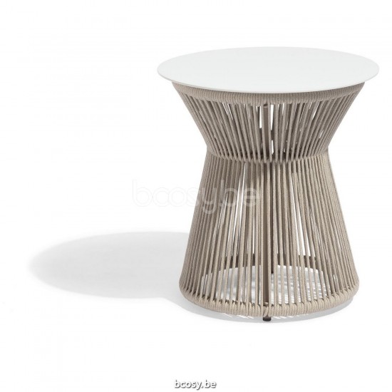 Diphano Omer side table B (42xR) Aluminium White Frame Rope Mineral 5mm.
