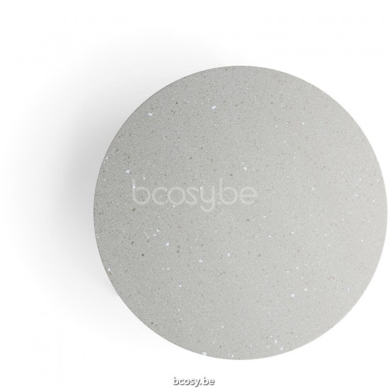 Diphano Ray salontafel S 80xR (35,5h) Naturel Teak Frame Tafelblad keramisch Fossil 9 mm opgelegd.