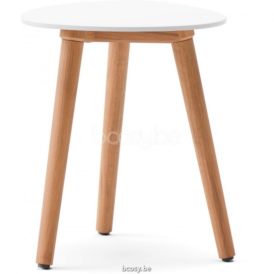 Diphano Ray coffee table organic B 42xR (43,5h) Natural Teak Frame Top Aluminium White.