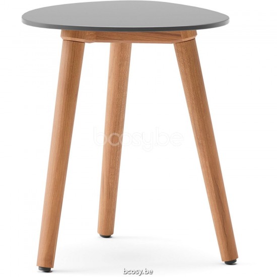 Diphano Ray coffee table organic B 42xR (43,5h) Natural Teak Frame Top Aluminium Lava.