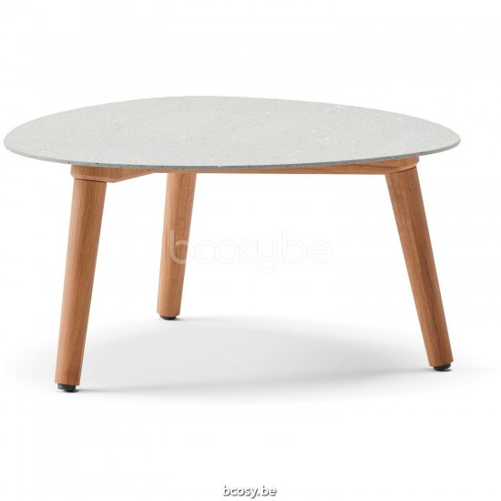 Diphano Ray coffee table organic A 60xR (28,5h) Natural Teak Frame Top Ceramic Fossil 9 mm Lay-on.