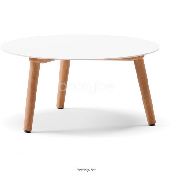 Diphano Ray coffee table A 60xR (28,5h) Natural Teak Frame Top Aluminium White.