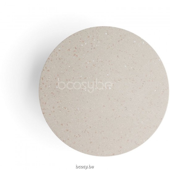 Diphano Ray salontafel A 60xR (28,5h) Aluminium Wit Frame Tafelblad keramisch Sand 9 mm opgelegd.