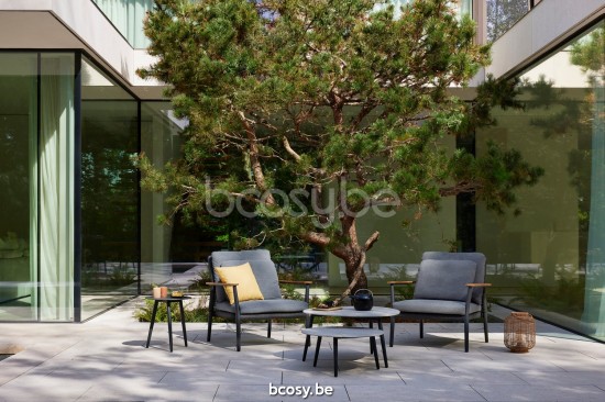 Diphano Ray table basse A 60xR (28,5h) Cadre Aluminium Lava Dessus Céramique Fossile 9 mm imposé.