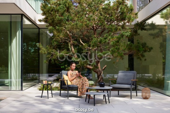 Diphano Ray table basse S 80xR (35,5h) Cadre Aluminium Lava Dessus Céramique Fossile 9 mm imposé.