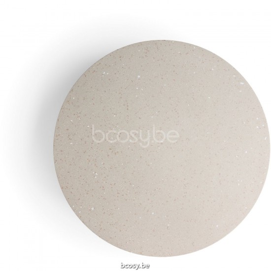 Diphano Ray salontafel S 100xR (33,5h) Aluminium Wit Frame Tafelblad keramisch Sand 9 mm opgelegd.