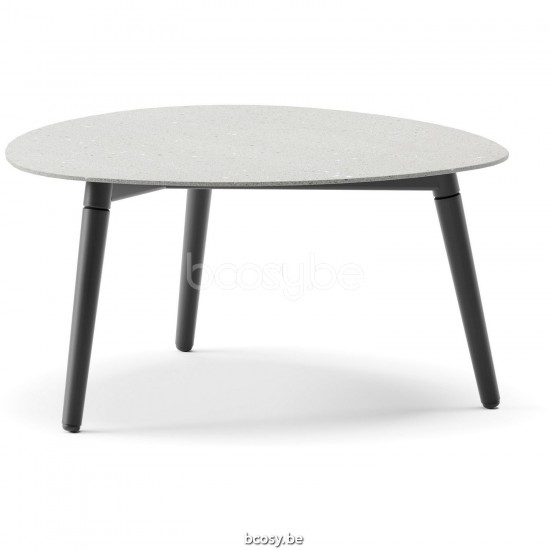 Diphano Ray coffee table organic A 60xR (28,5h) Aluminium Lava Frame Top Ceramic Fossil 9 mm Lay-on.
