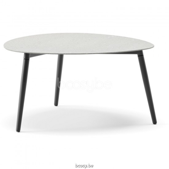Diphano Ray coffee table organic S 80xR (35,5h) Aluminium Lava Frame Top Ceramic Fossil 9 mm Lay-on.