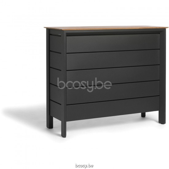 Diphano Metris bar H with teak top (134x56) Aluminium Lava Frame Top Natural Teak.