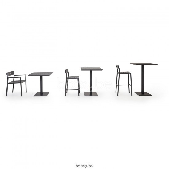 Diphano Metris hoge bistrotafel H (72x72) Aluminium Lava Frame.