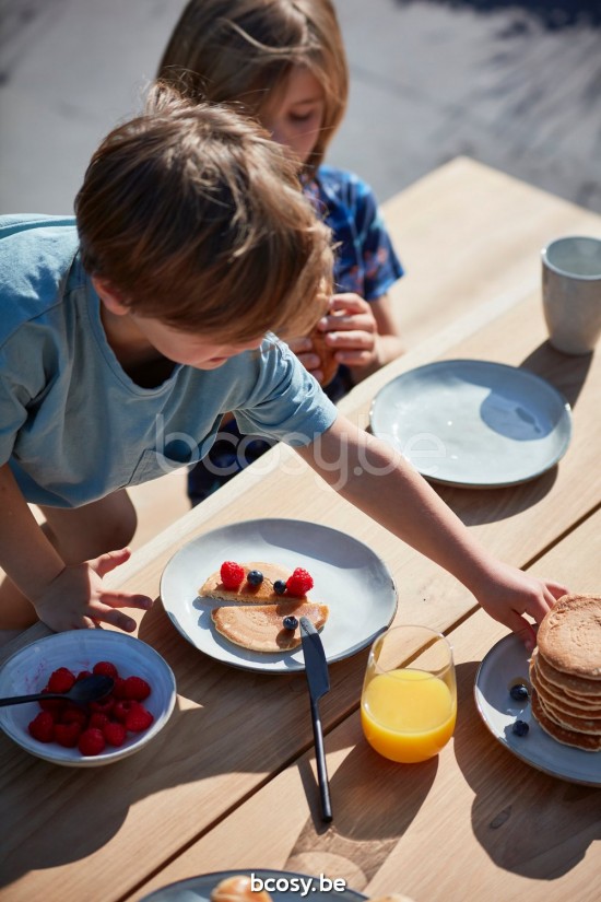 Diphano Pure dining table 240x100 Aluminium Lava Frame Top Natural Teak.