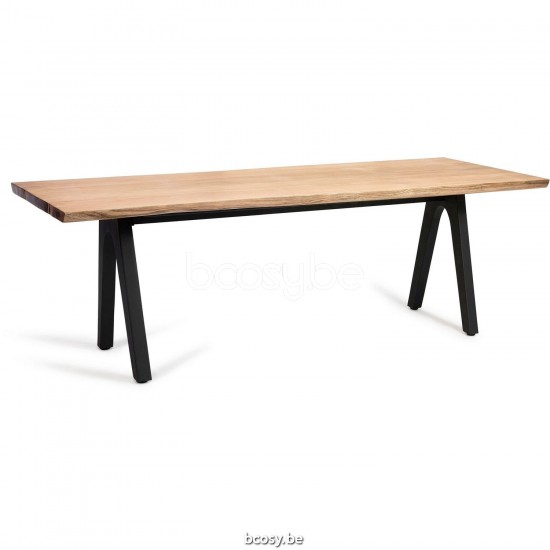 Diphano Pure dining table 240x100 Aluminium Lava Frame Top Natural Teak.