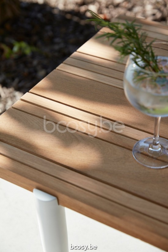Diphano Switch coffee table S teak (140x62) Aluminium White Frame Top Natural Teak.