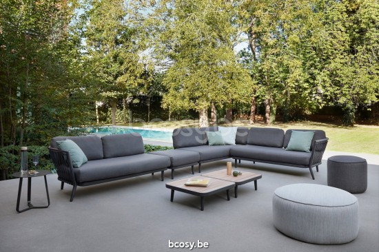 Diphano Diamond Modular Couchtisch A Teakholz (68x68) Aluminium Lava Gestell Tischplatte Natürliches Teakholz.