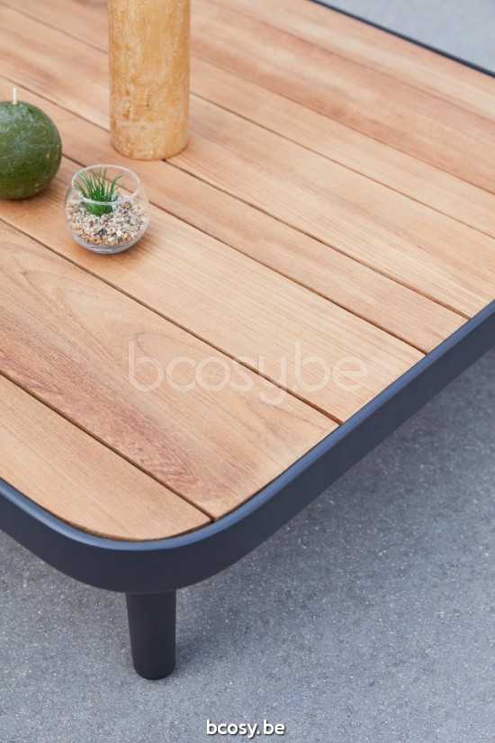 Diphano Diamond table basse S teck (112x72) Cadre Aluminium Lava Dessus Teck naturel.