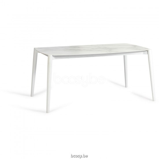 Diphano Icon dining table 164x96 Aluminium White Frame Top Ceramic Carrara White 6 mm Lay-On.