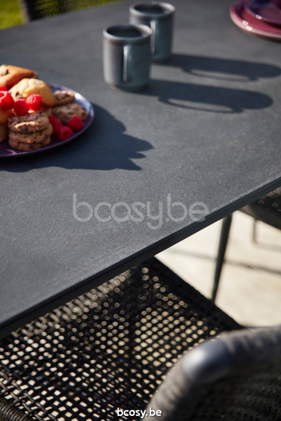 Diphano Selecta dining table 160x80 Aluminium Lava Frame Top Ceramic Black 6 mm Inlay.