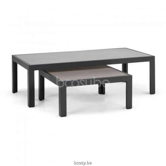 Diphano Cubic salontafel A (65x65) Aluminium Lava Frame Tafelblad keramisch Grafiet 9-11 mm ingelegd.