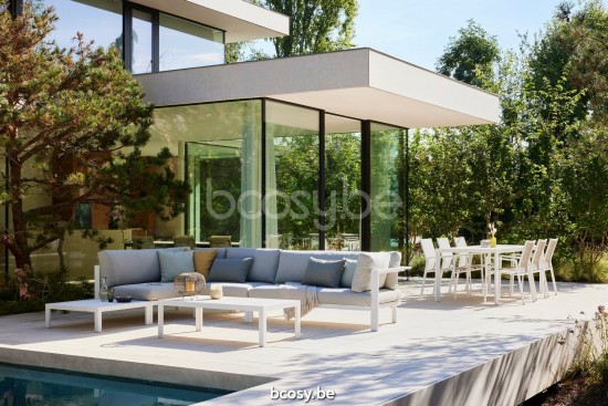 Diphano Cubic table basse S (125x65) Cadre Aluminium blanc Dessus Céramique Camée blanc 9-11 mm incrusté.