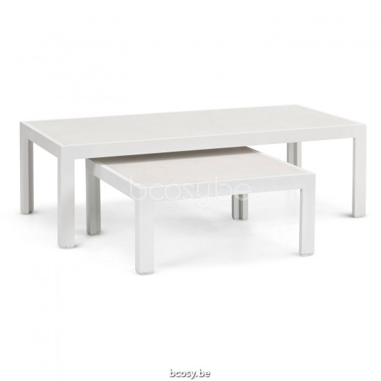 Diphano Cubic salontafel S (125x65) Aluminium Wit Frame Tafelblad keramisch Cameo wit 9-11 mm ingelegd.