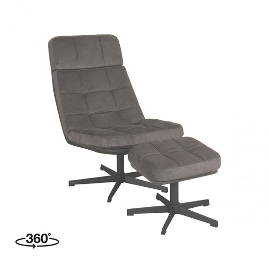 LABEL 51 Fauteuil Alvar Antraciet Cosmo Incl. Hocker.