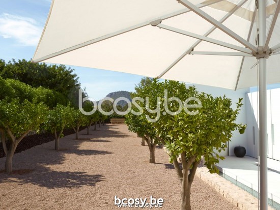 Jardinico AMALFI 250x250 Square Central Pole Centerpost Parasol Umbrella 2,5x2,5 Pole Mast Post White Powder Coated Aluminium| Canopy-fabrics Natural Classic-Acryl solids.