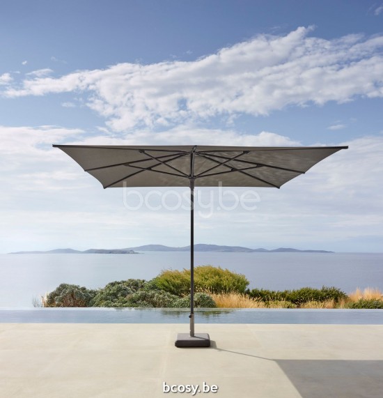 Jardinico AMALFI 250x250 Vierkante Middenstam Parasol 2,5x2,5 Mast Antraciet-charcoal Doek Gris Nature Classic-Acryl solids.