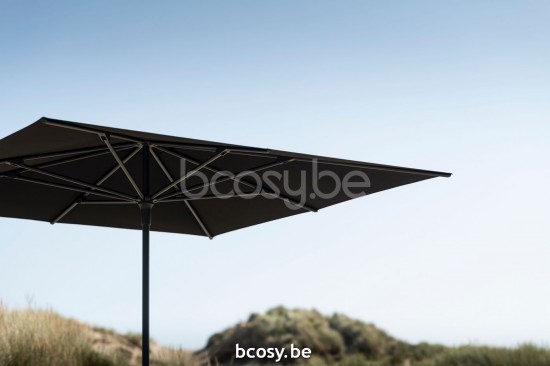 Jardinico AMALFI 250x250 Quadratischer Ampelschirm Schwarzer Mast Stoff Black Classic-Acryl solids.