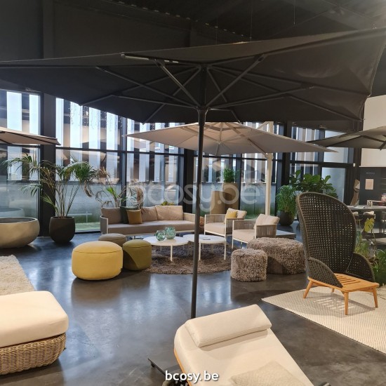 Jardinico AMALFI 250x250 Square Central Pole Centerpost Parasol Umbrella 2,5x2,5 Pole Mast Post Black Powder Coated Aluminium| Canopy-fabrics Black Classic-Acryl solids.