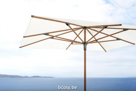 Jardinico AMALFI 300x300 Parasol À Mât Central Mât Teck Alu Toile Natural Classic-Acryl solids.