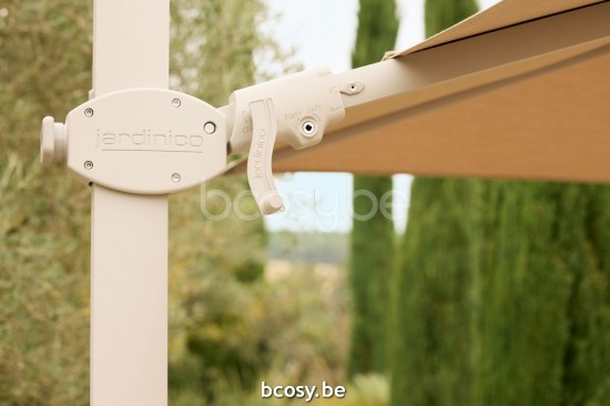 Jardinico ANTEGO 300x300 Quadratischer Freiarmschirm Leinen Mast Stoff Heather Sunbrella cat2.