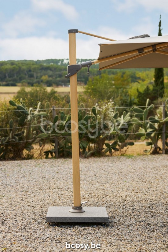 Jardinico AZORE Parasols suspendus deportés pendants décentrés flottants à mât libre décentré.