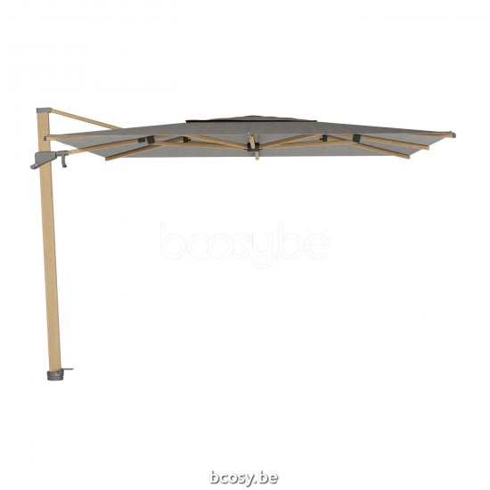 Jardinico AZORE 300x300 Vierkante Vrijhangende Parasol 3x3 Mast Mat Eiken Doek Taupe Sunbrella Solids Cat 1.