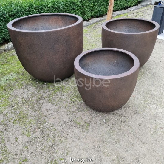  Jardinico CUMINO Runder Pflanzentopf Und Blumentopf Für Draußen ø 55 x 46 cm + ø 65 x 54 cm + ø 80 x 66 cm Cumino Fiore set Ruggine.