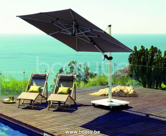 Jardinico CARACTERE JCP302 260x260 Square Sidepost Cantilever Free Pole Mast Floating Parasol 2,6x2,6 Pole Mast Post White Powder Coated Aluminium| Canopy-fabrics Mooncrest Sunbrella Plus Marine.