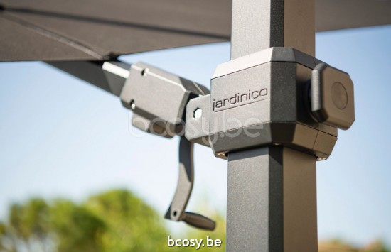 Jardinico JCP303 Ø350 Parasol Deporté Mât Antracite Toile Pearl Sunbrella Plus Marine.