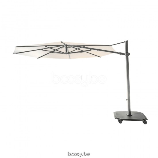 Jardinico JCP303 Ø350 Ronde Vrijhangende Parasol Ø3,5 Mast Antraciet-charcoal Doek Pearl Sunbrella Plus Marine UFJCP.303 CARACTERE.