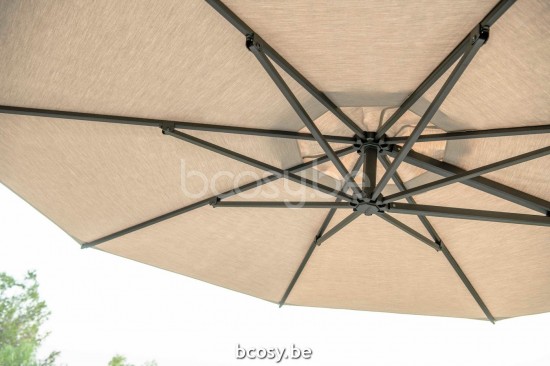 Jardinico JCP303 Ø350 Parasol Deporté Mât Antracite Toile Cotton Sunbrella Plus Marine.