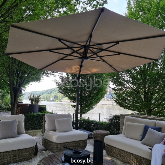 Jardinico JCP303 Ø350 Round Cantilever Parasol Pole Charcoal Canopy Cotton Sunbrella Plus Marine.