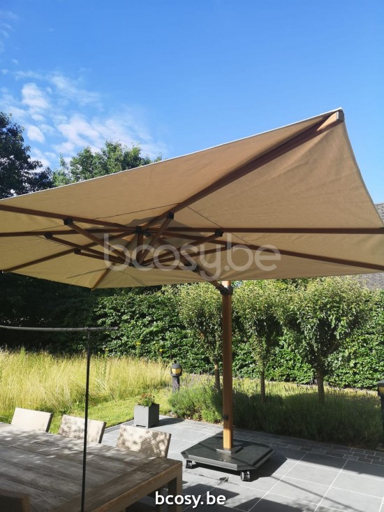 Jardinico JCP402 300x425 Rechteckiger Freiarmschirm Strukturiertes Teakholz Aluminium Mast Stoff Cotton Sunbrella Plus Marine.