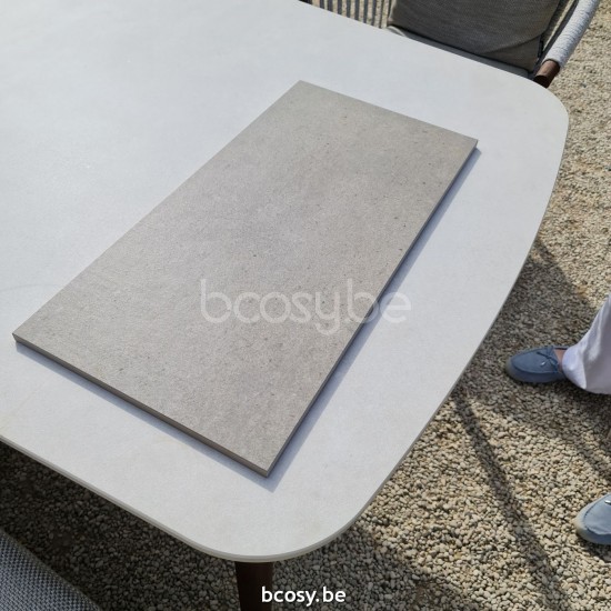 Jardinico LEGNA Rectangular Garden Outdoor Dining Table 320x100 Sable Teak Ceramic Bianco.