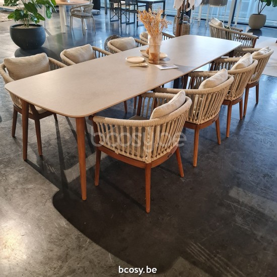 Jardinico LEGNA Table De Jardin Rectangulaire 320x100 Sable Teck Ceramic Taupe Grey.