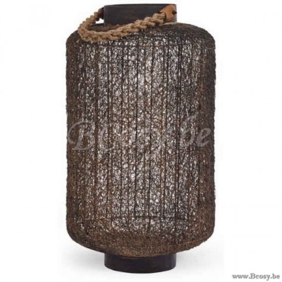 Jardinico MOROCCAN-MOROCAN Bruin Outdoor Tuin Buitenterras Windlicht Medium Stalen draad en natuurlijk koord Lederen handvat 55H JAR-LI000010|LI010
