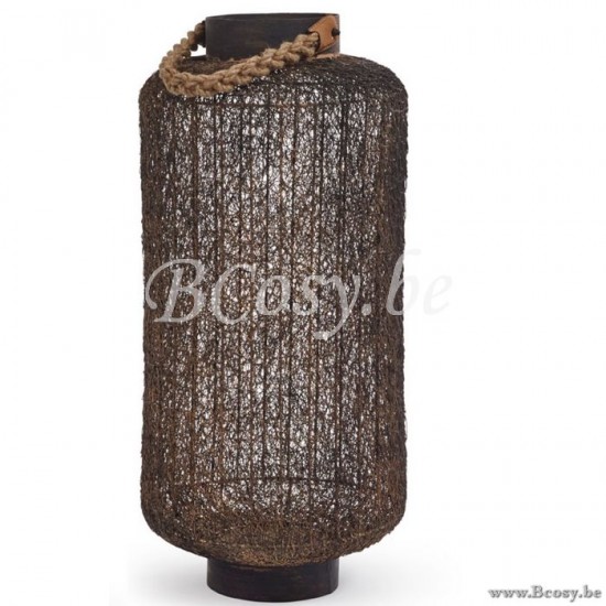 Jardinico MOROCCAN-MOROCAN Bruin Outdoor Tuin Buitenterras Windlicht Groot Stalen draad en natuurlijk koord Lederen handvat 65H JAR-LI000011|LI011