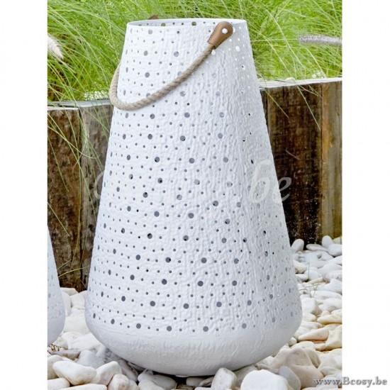 Jardinico MADRAS-MADDRAS Wit Outdoor Tuin Buitenterras Windlicht Groot Gepoederlakt staal 62H JAR-LI000012|LI012